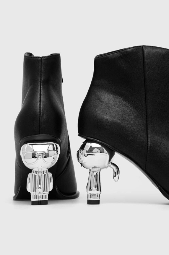 Obuwie Karl Lagerfeld botki skórzane IKON HEEL KL39035.000 czarny