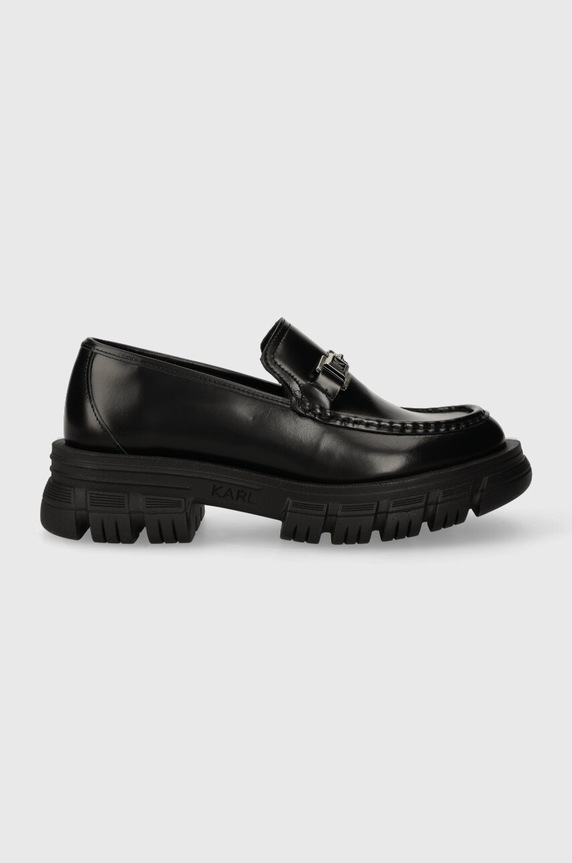 Karl Lagerfeld mokasyny skórzane PRECINCT platforma czarny KL43823F.000