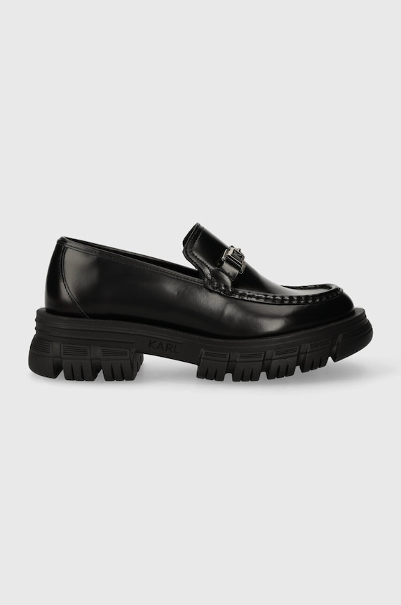 Karl Lagerfeld mokasyny skórzane PRECINCT platforma czarny KL43823F.000