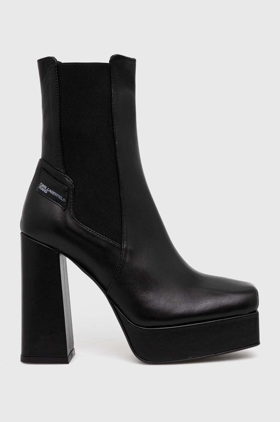 Kožené kotníkové boty Karl Lagerfeld STAK HEEL II textilní černá KLJ93140.000
