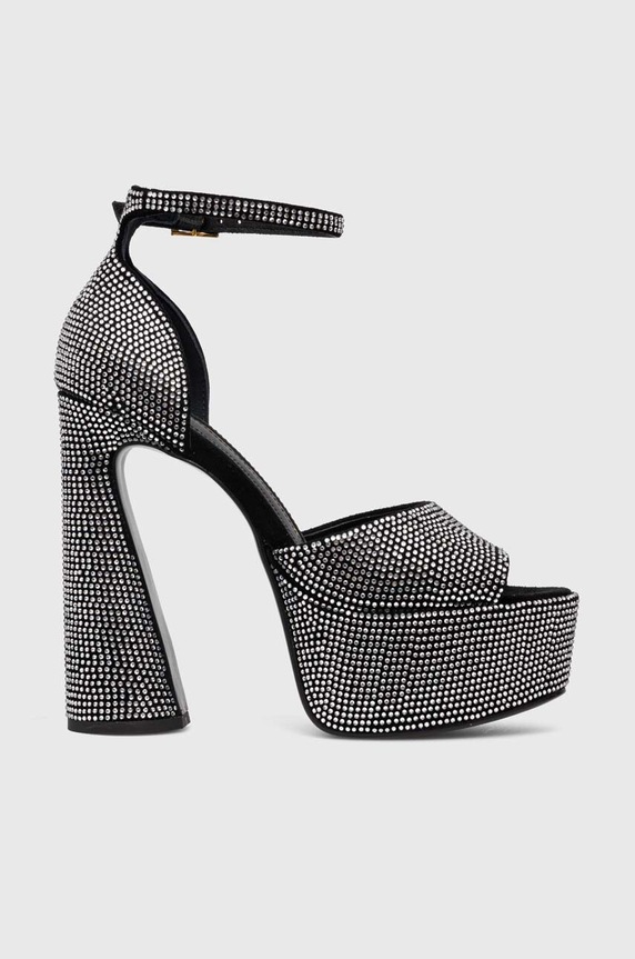 Πέδιλα σουέτ Kat Maconie Danu δέρμα σαμουά ασημί DANU.BLACK.DIAMOND