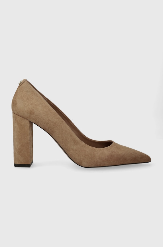 BOSS czółenka zamszowe Janet Pump 90 słupek beżowy 50503640.260