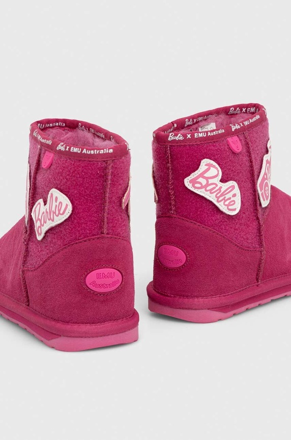 Dziewczynka Emu Australia buty zimowe zamszowe dziecięce x Barbie, Wallaby Mini Play K12748.G.Wallaby.Mini.P różowy