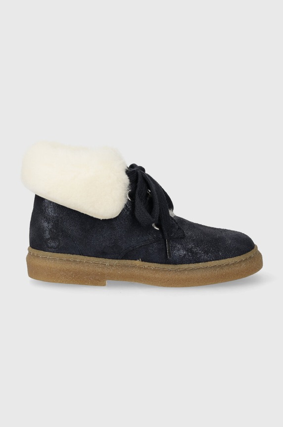 Pom D'api buty zimowe zamszowe dziecięce TRIX FUR G ocieplane granatowy P1DBDF0403.24.27