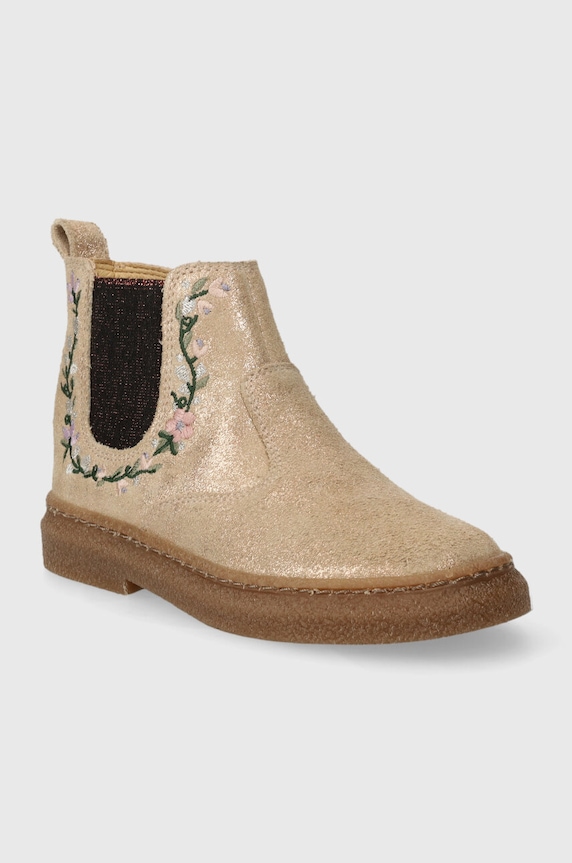 Дитячі замшеві черевики Pom D'api TRIX JOD BRODI P1DDDF0403.24.27 бежевий AW23