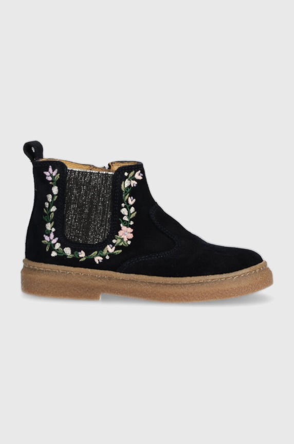 Pom D'api cizme chelsea din piele intoarsa TRIX JOD BRODI neizolat bleumarin P1DDDZ0404.24.27