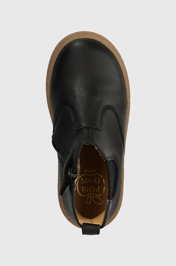 Pom D'api ghete din piele pentru copii TRIX JOD ZIP negru P1DGBN0403.24.27