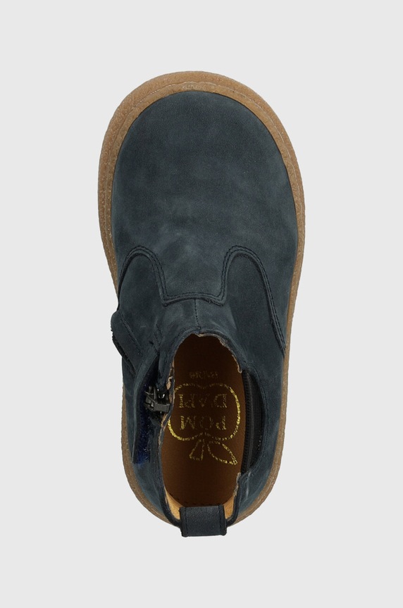 Παιδικές δερμάτινες μπότες τσέλσι Pom D'api TRIX JOD ZIP σκούρο μπλε P1DGCG0402.22.23