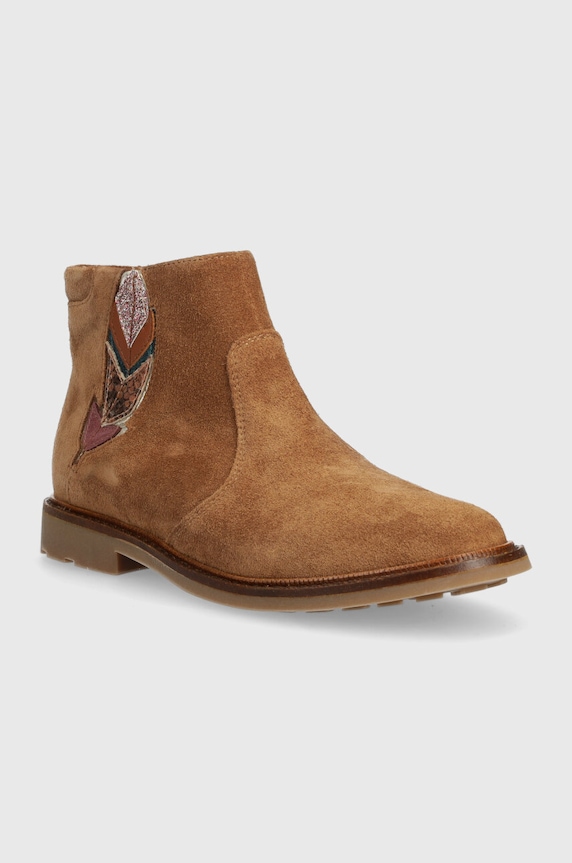 Detské semišové topánky Pom D'api SISTER FEATHER P1EBDO0403.31.34 hnedá AW23