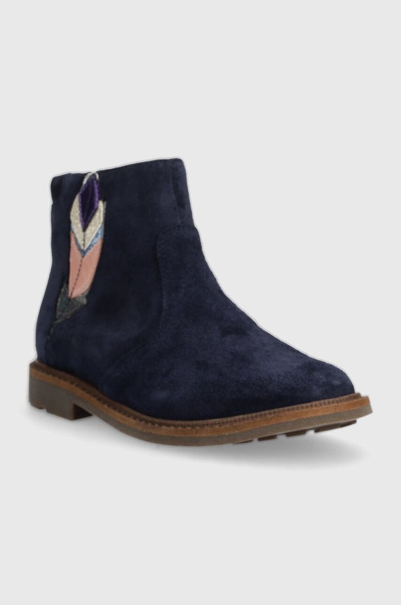Pom D'api cizme din piele intoarsa pentru copii SISTER FEATHER P1EBDZ0402.28.30 bleumarin AW23