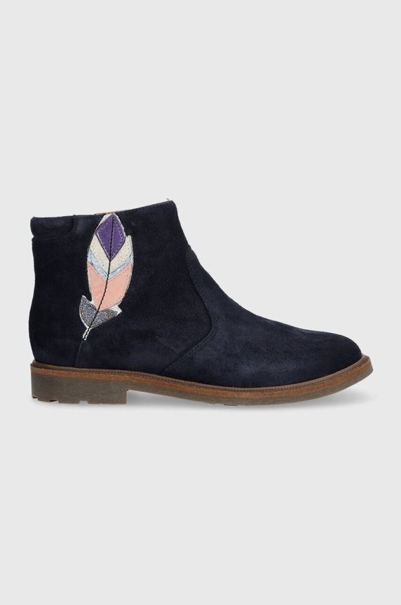 Pom D'api cizme din piele intoarsa pentru copii SISTER FEATHER neizolat bleumarin P1EBDZ0402.31.34