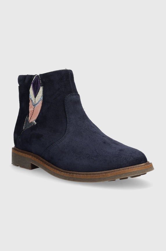 Pom D'api cizme din piele intoarsa pentru copii SISTER FEATHER P1EBDZ0402.31.34 bleumarin AW23