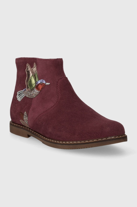 Pom D'api gyerek bokacsizma velúrból CITY COLIBRI P1IBED0401.31.34 burgundia AW23