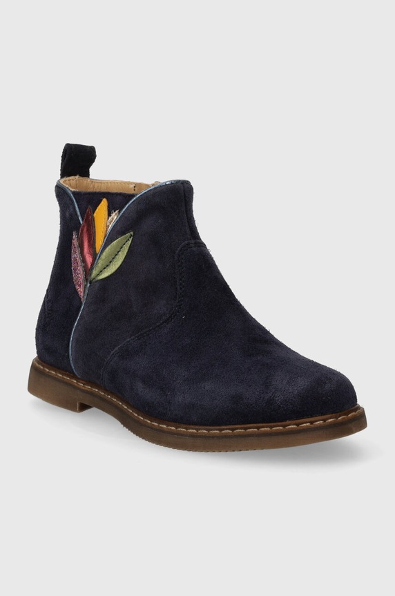 Pom D'api cizme din piele intoarsa pentru copii CITY FLORA P1ICED0402.28.30 bleumarin AW23