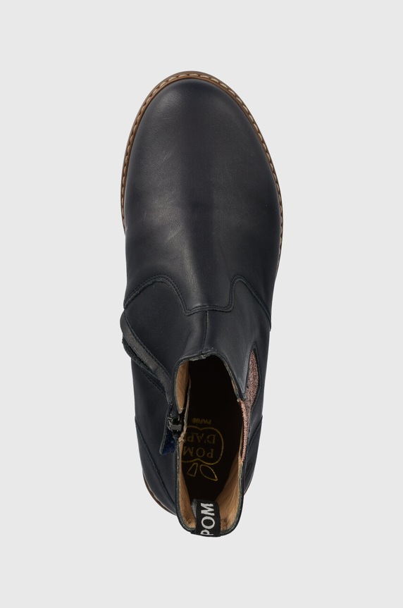 Παιδικές δερμάτινες μπότες τσέλσι Pom D'api CITY JODZIP σκούρο μπλε P1IEBN04R1.35.38