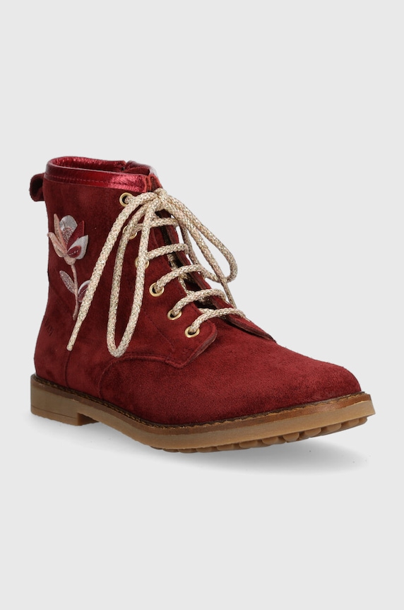 Detské semišové topánky Pom D'api TRIP HI FLO P1JEDZ0401.31.34 burgundské AW23