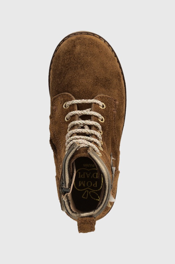 Pom D'api gyerek bokacsizma velúrból TRIP HI FLO barna P1JEDZ0402.24.27