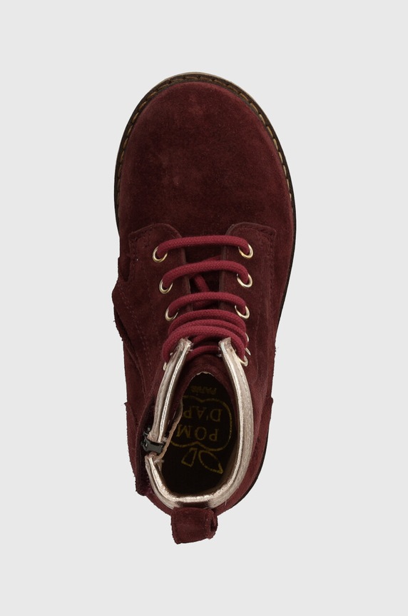 Detské semišové topánky Pom D'api TRIP HI LACE burgundské P1JIDZ0401.24.27