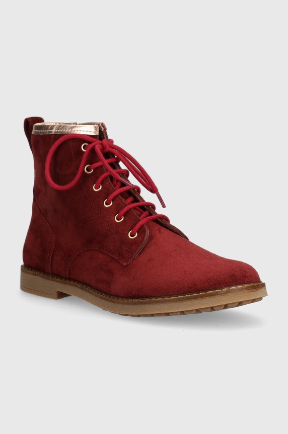 Pom D'api gyerek bokacsizma velúrból TRIP HI LACE P1JIDZ0401.35.38 burgundia AW23