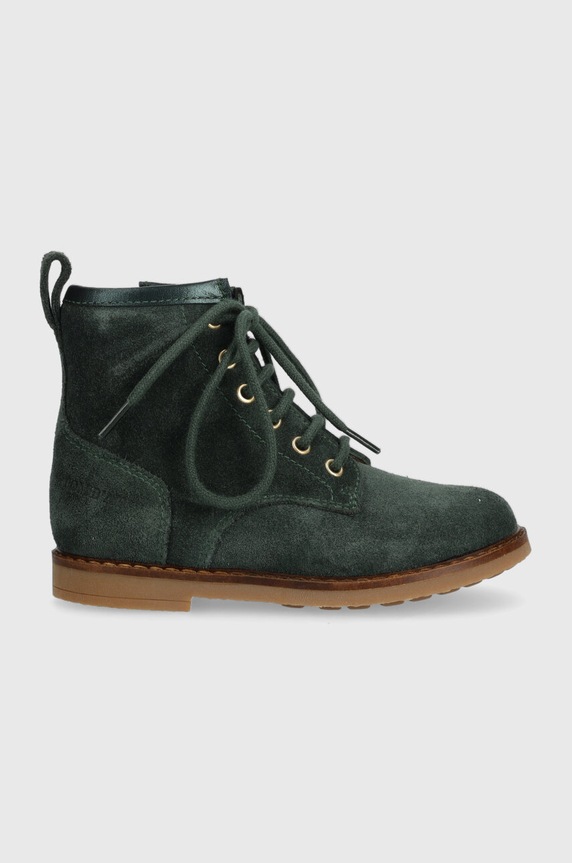 Pom D'api cizme din piele intoarsa pentru copii TRIP HI LACE cu snur verde P1JIDZ0402.24.27