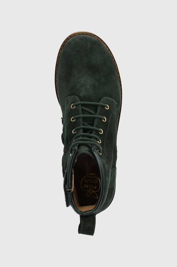 Dječje gležnjače od brušene kože Pom D'api TRIP HI LACE zelena P1JIDZ0402.35.38