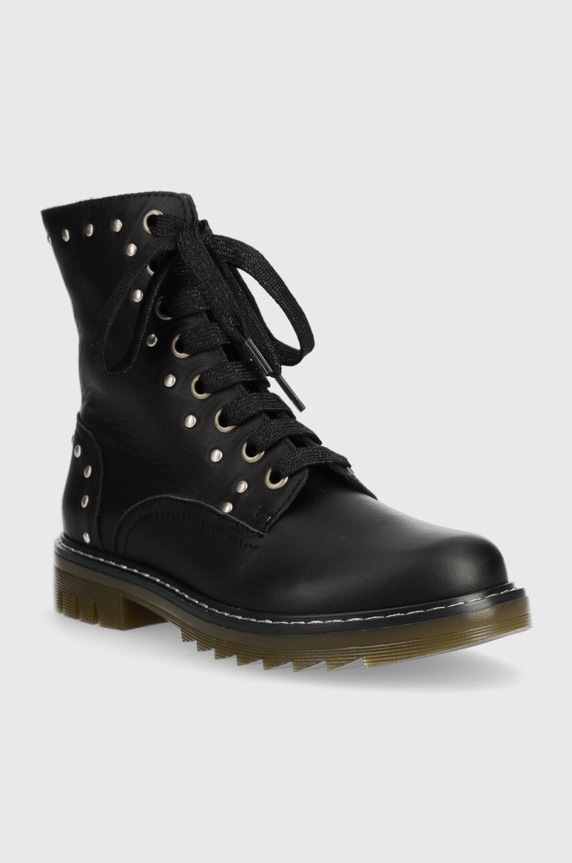 Pom D'api botki skórzane dziecięce SID HI STUD P1MABN04R1.31.34 czarny AW23