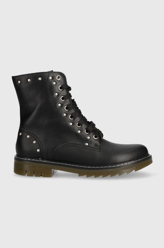 Pom D'api ghete din piele pentru copii SID HI STUD cu snur negru P1MABN04R1.35.38