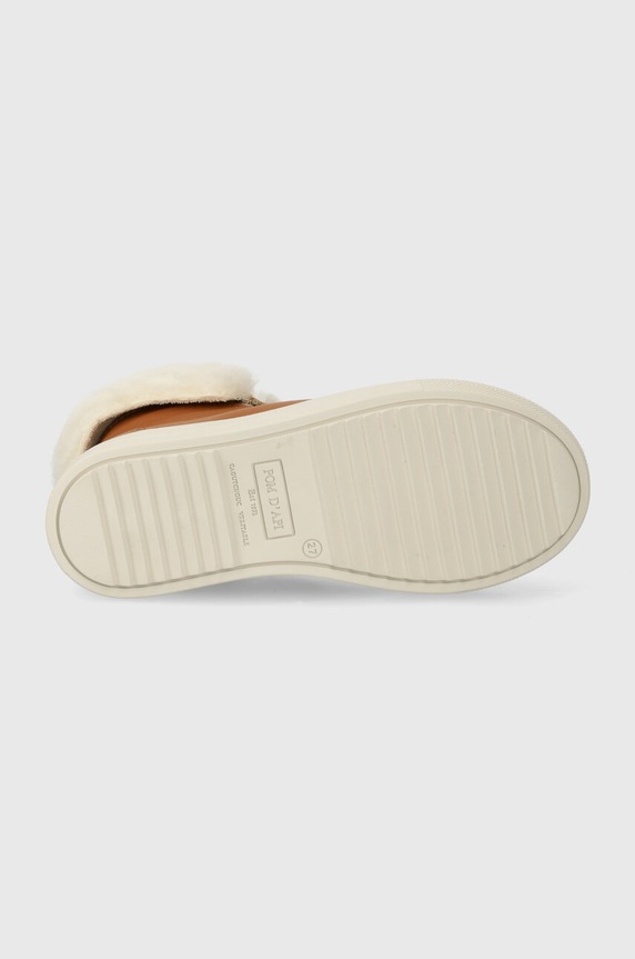 Pom D'api buty zimowe skórzane dziecięce SWAG ZIP FUR P1QDBN0401.24.27 brązowy