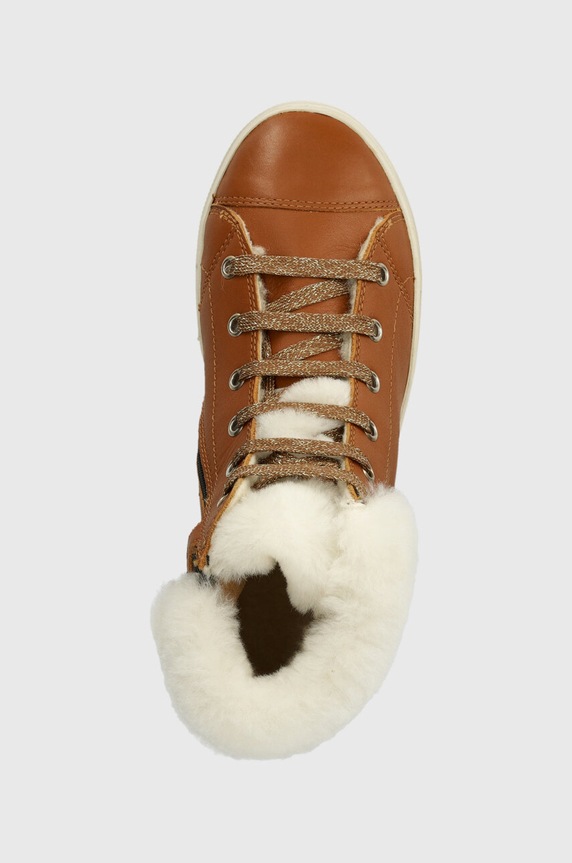 Pom D'api ghete de iarna pentru copii din piele SWAG ZIP FUR maro P1QDBN0401.31.34