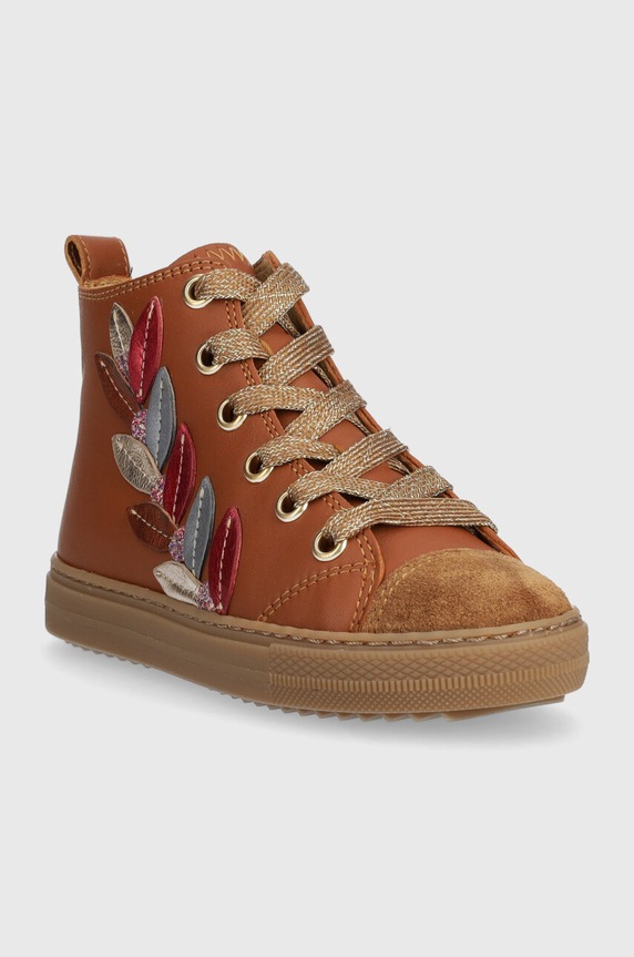 Pom D'api trampki skórzane dziecięce SWAG TENDER P1QFBN0402.24.27 brązowy AW23
