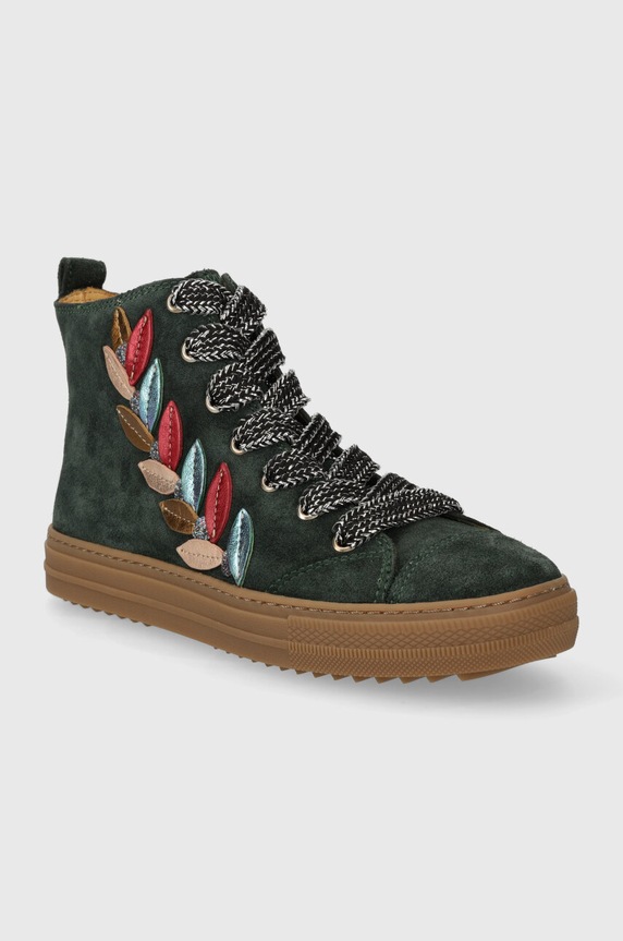 Pom D'api trampki zamszowe dziecięce SWAG TENDER P1QFDZ0403.31.34 zielony AW23