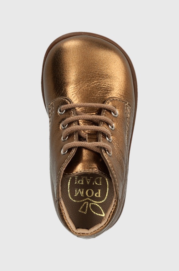 Dječje kožne polucipele Pom D'api NIOUPI DERBY zlatna P1ZABB04R1