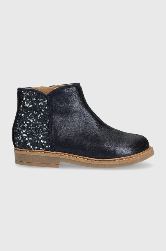 Dětské kožené boty Pom D'api RETRO BACK přírodní kůže námořnická modř P1ZGAN0402.24.27