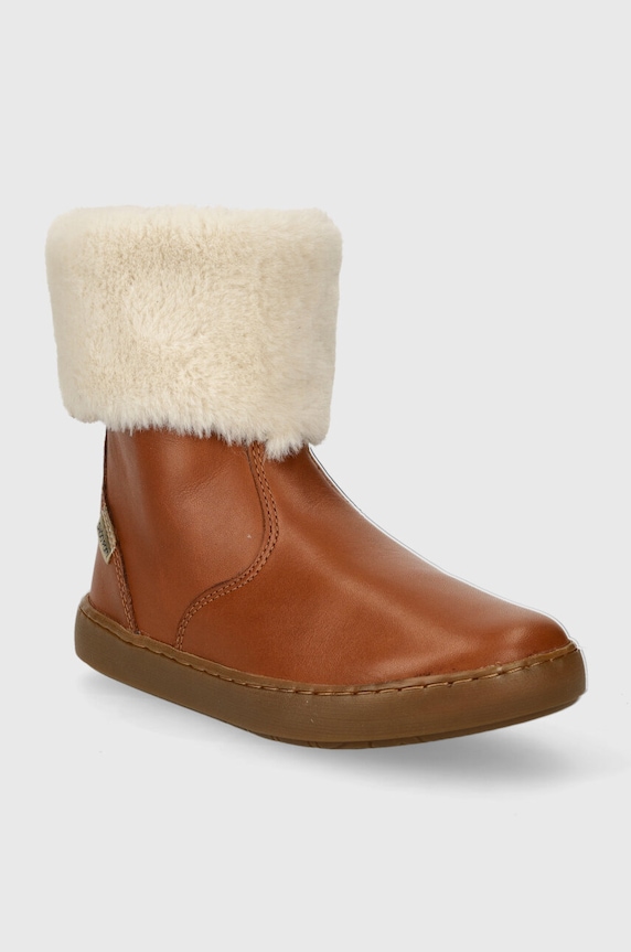 Shoo Pom ghete de iarna pentru copii din piele P4KIEO0401.28.32 maro AW23