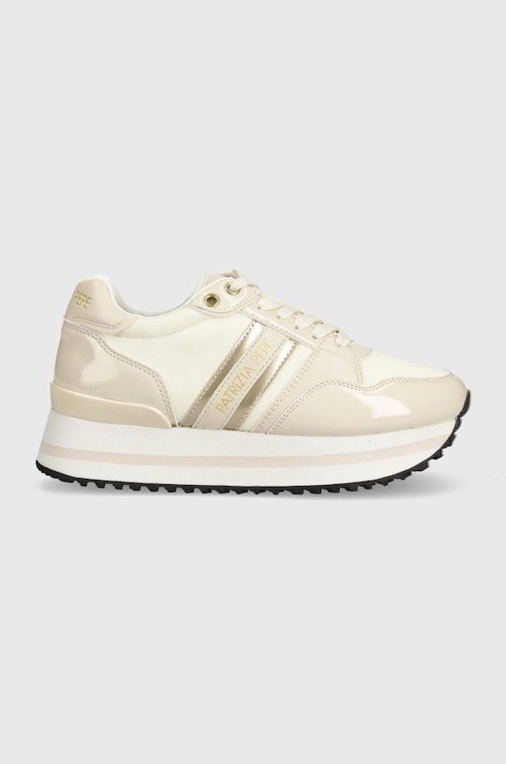 Sneakers παπούτσια Patrizia Pepe Girl απομίμηση λείου δέρματος μπεζ PPJ767.35.41