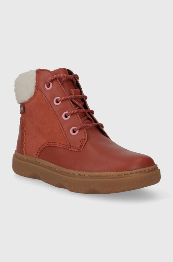 Camper buty zimowe skórzane dziecięce Kiddo Kids K900280.28.38 pomarańczowy AW23