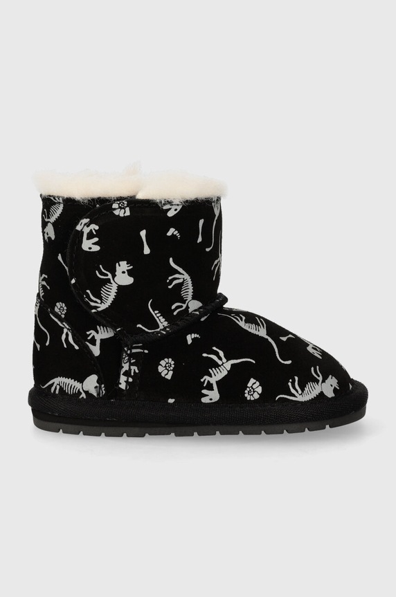 Emu Australia buty zamszowe niemowlęce Toddle Reflective Dino ocieplane czarny B12966.Toddle.Reflectiv
