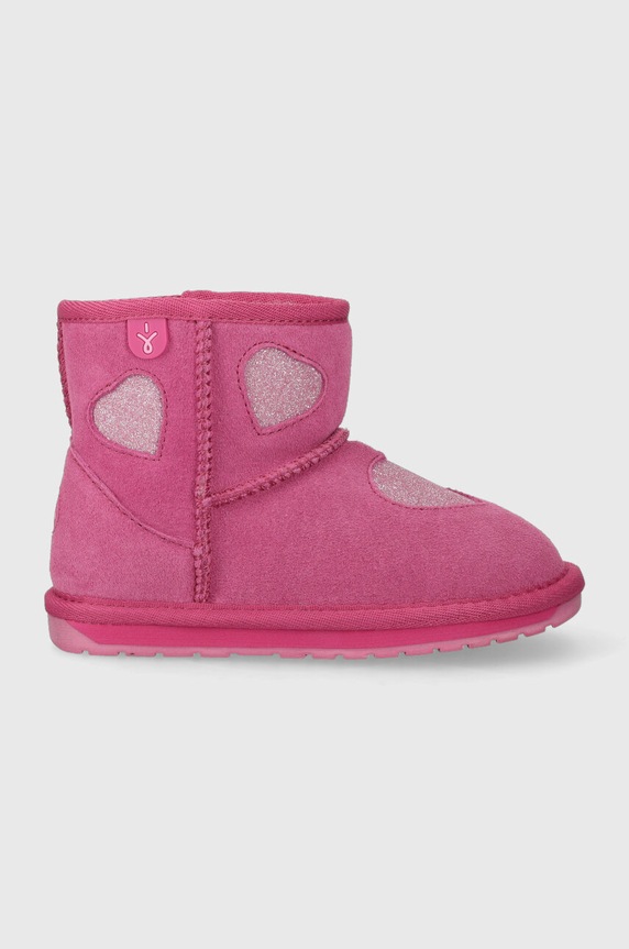 Emu Australia śniegowce zamszowe dziecięce K12958 Barton Heart brak zapięcia różowy K12958.Barton.Heart