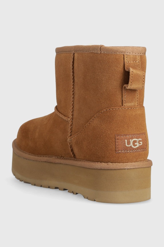 Chłopiec UGG śniegowce zamszowe dziecięce CLASSIC MINI PLATFORM 1143700K beżowy