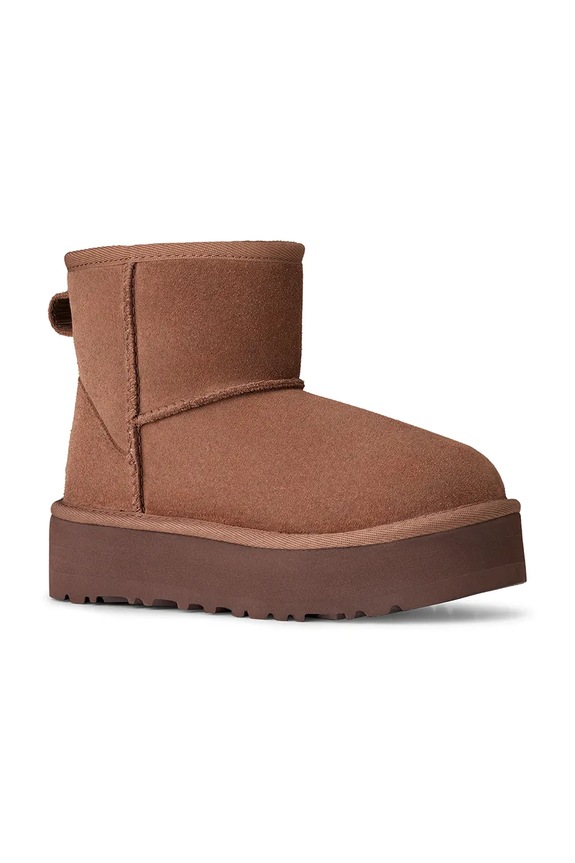 UGG śniegowce zamszowe dziecięce CLASSIC MINI PLATFORM 1143700K brązowy AW25