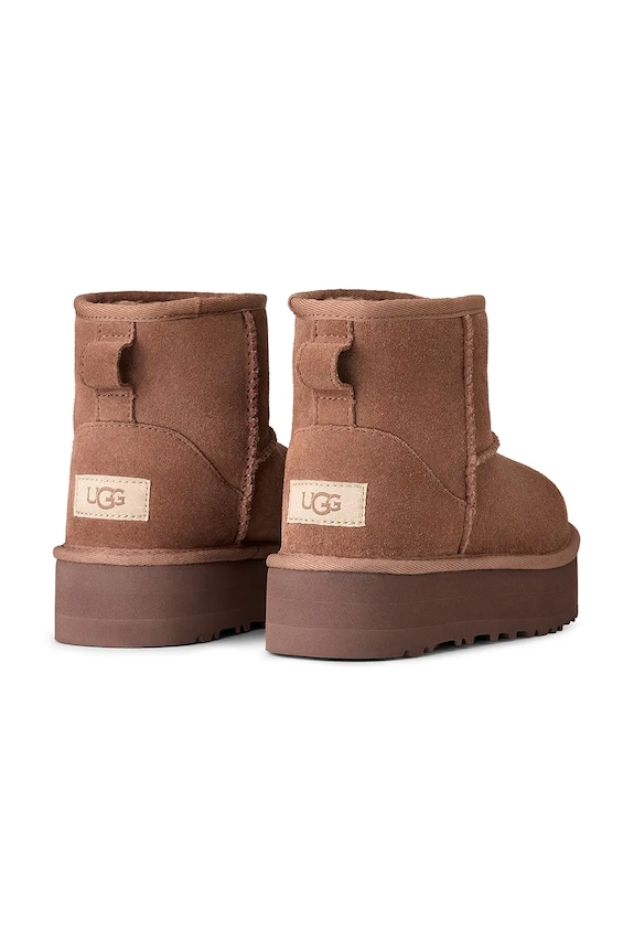 Chłopiec UGG śniegowce zamszowe dziecięce CLASSIC MINI PLATFORM 1143700K brązowy