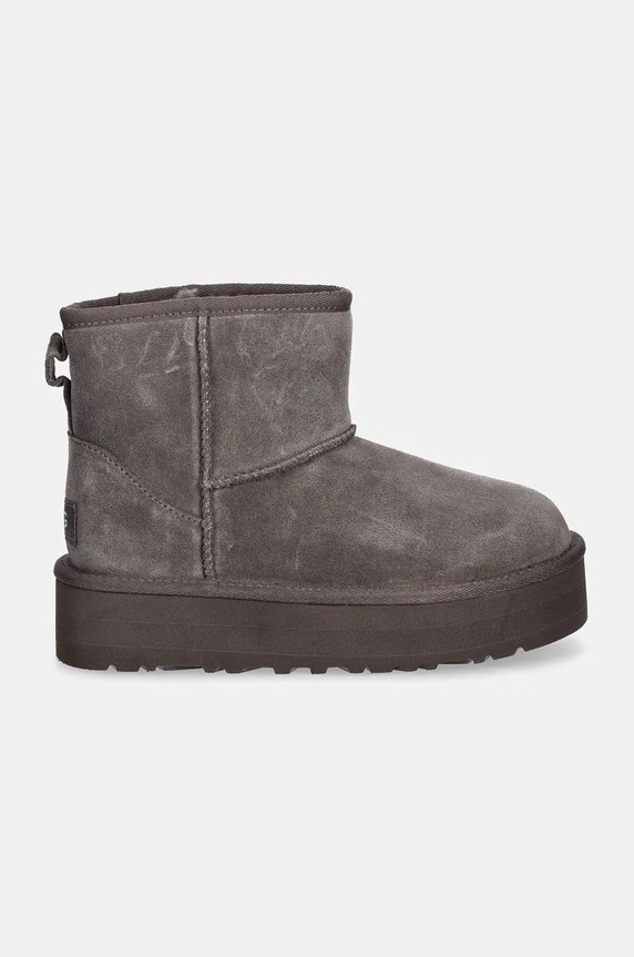 UGG śniegowce zamszowe dziecięce CLASSIC MINI PLATFORM 1143700K brązowy AW25