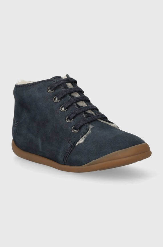 Pom D'api pantofi din piele intoarsa pentru copii FLEX-UP BOTTINE FUR P1BBCG0401.24.25 bleumarin AW23