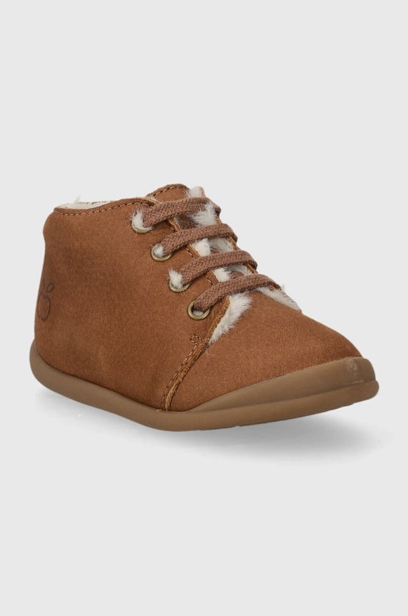 Pom D'api buty zimowe zamszowe dziecięce FLEX-UP BOTTINE FUR P1BBCG0402.19.23 brązowy AW23