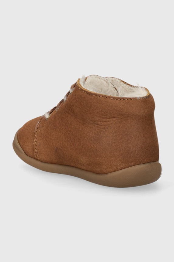 Chłopiec Pom D'api buty zimowe zamszowe dziecięce FLEX-UP BOTTINE FUR P1BBCG0402.19.23 brązowy