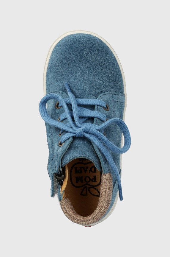 Pom D'api scarpe basse in pelle scamosciata bambini blu P1CBAY0401.21.23