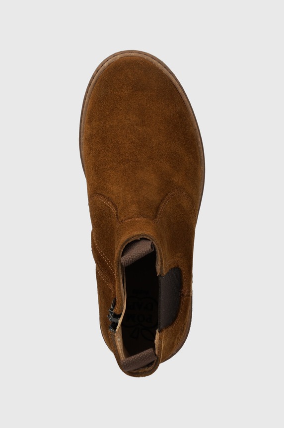 Παιδικές μπότες τσέλσι από σουέτ Pom D'api BROTHER JODZIP καφέ P1OADZ04R1.28.30