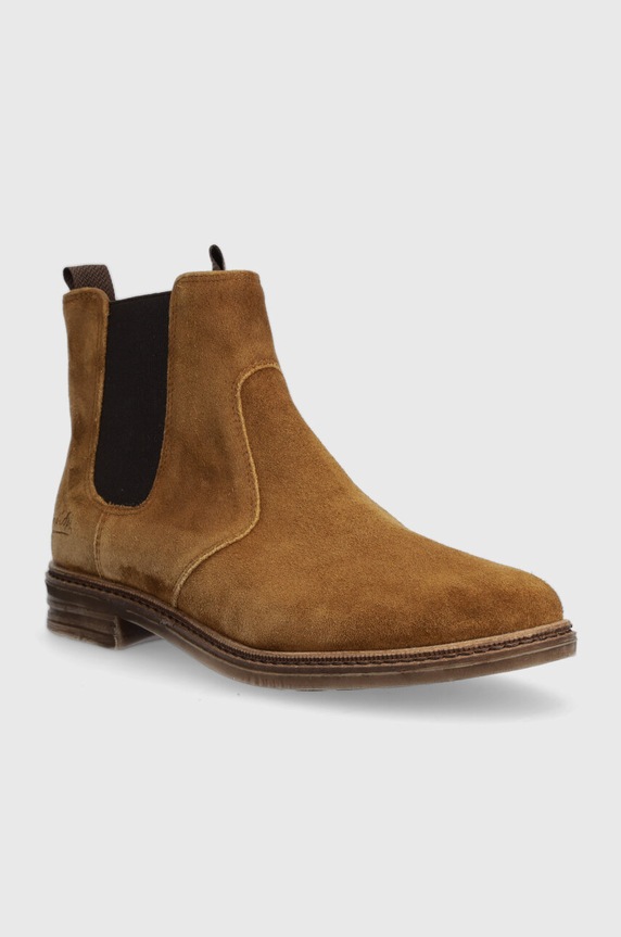 Dětské semišové kotníkové boty Pom D'api BROTHER JODZIP P1OADZ04R1.35.38 hnědá AW23