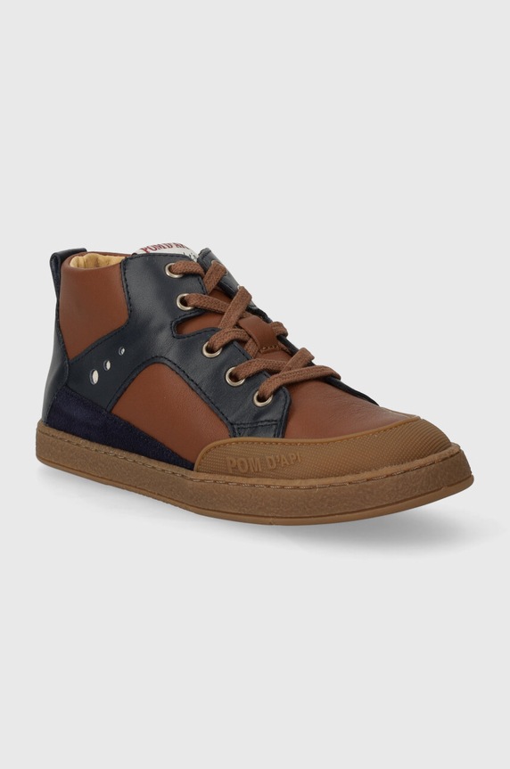 Pom D'api sneakersy skórzane dziecięce MOUSSE BUMP P1PICE0404.24.27 brązowy AW23