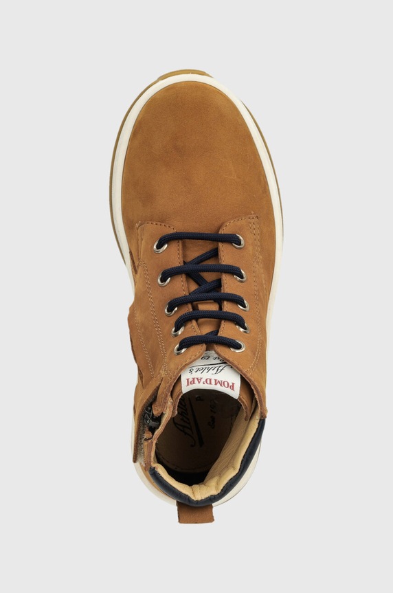 Pom D'api półbuty zamszowe dziecięce FLOW BOOTS brązowy P1QPCL0403.31.34